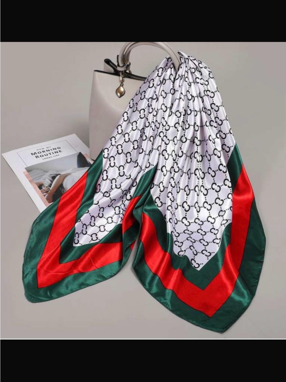 Luxury Patterned Satin Scarf - Picture 14 of 16